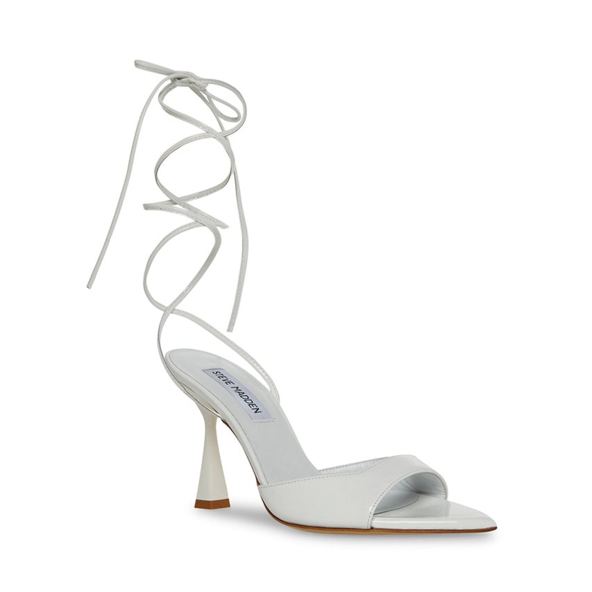 White Steve Madden Melina Patent Women's Heels Sandals | PH 7495UNB